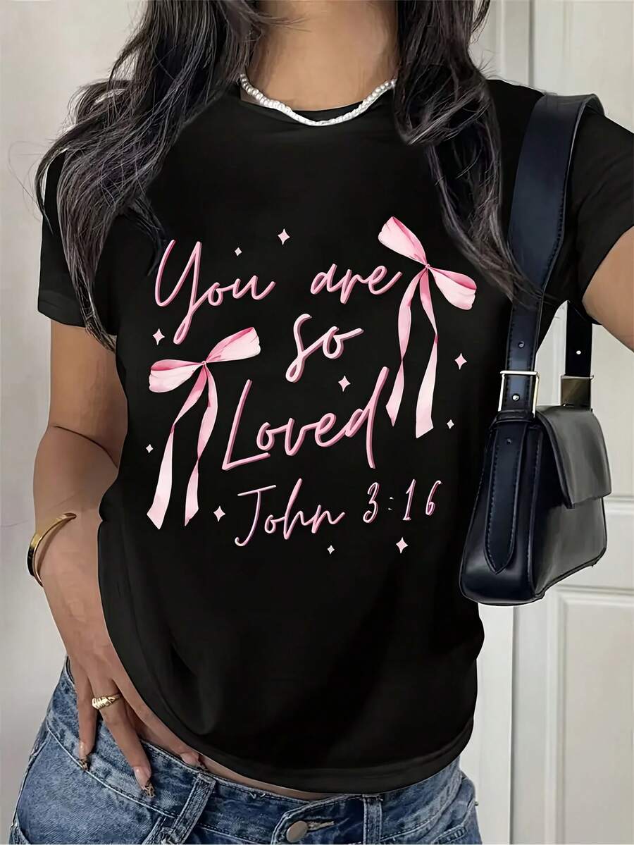 Short-Sleeved T-Shirt With Round Neck, Made Of Lightweight And Breathable Cotton, Limited Edition, Printed, Casual Spring And Summer Top For Women. - Black - View 1