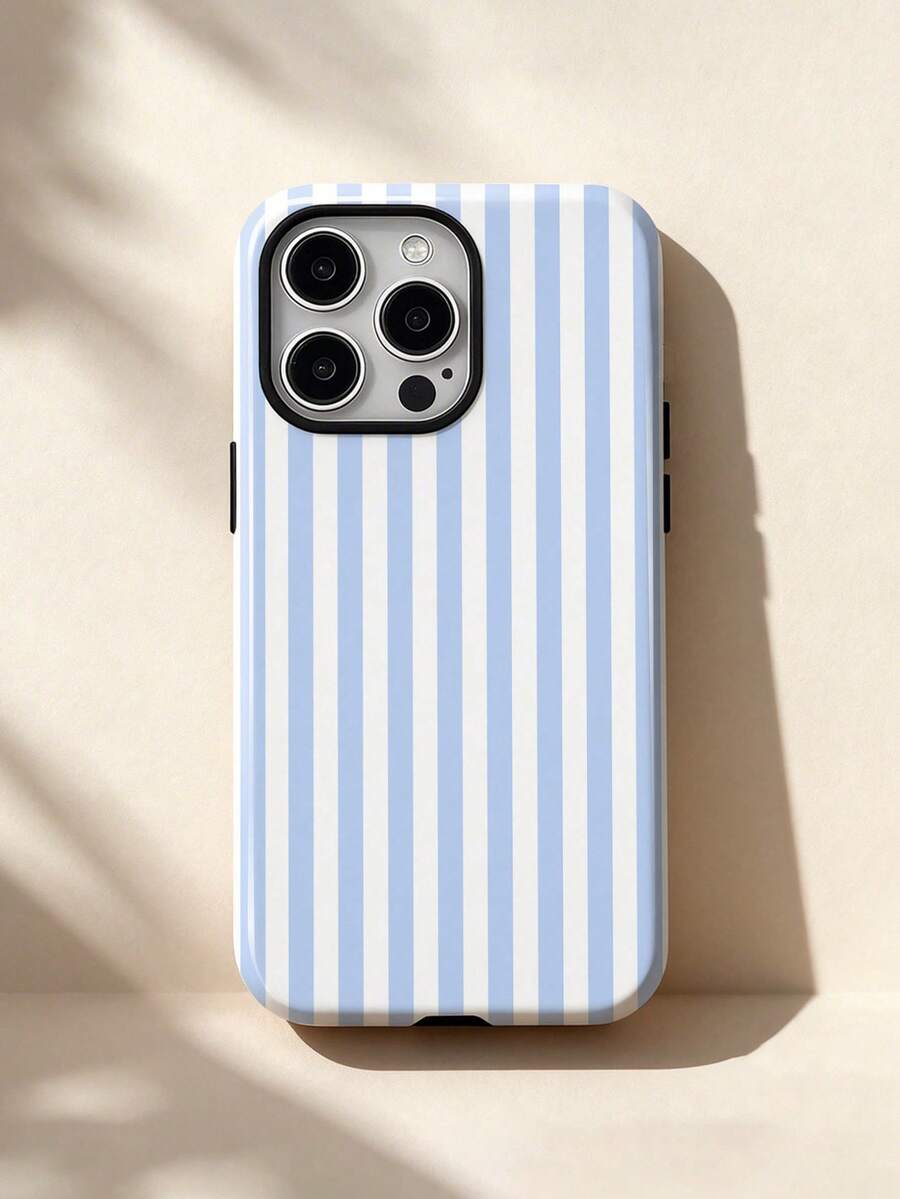 一款简约艺术彩色条纹图案亮面二合一保护膜，全覆盖硬壳手机壳，适用于三星/11/12/13/14/15/16/17 Pro Max。 - 彩色 - 查看 1
