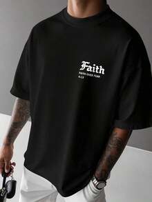Camiseta Casual para Hombre con Estampado de Letras, Verano - Negro 4 - Ver 3