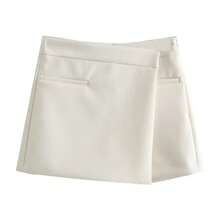 Minifalda de cintura alta con corte en A para mujer, pantalón falda casual adelgazante para el día a día, falda asimétrica, s... - BLANCO - Ver 1