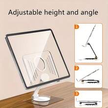 1 Piece Minimalist Acrylic Clear Desk Phone Stand, 360° Rotating, Waterproof, High Transparency Stand For Tablet PC, Laptop, Multifunctional Adjustable And Foldable Desktop Shelf, Compact Folding Design, Easy To Carry, Essential For Bedroom, Thick And Creative Support - Acrylic Phone Stand - View 10