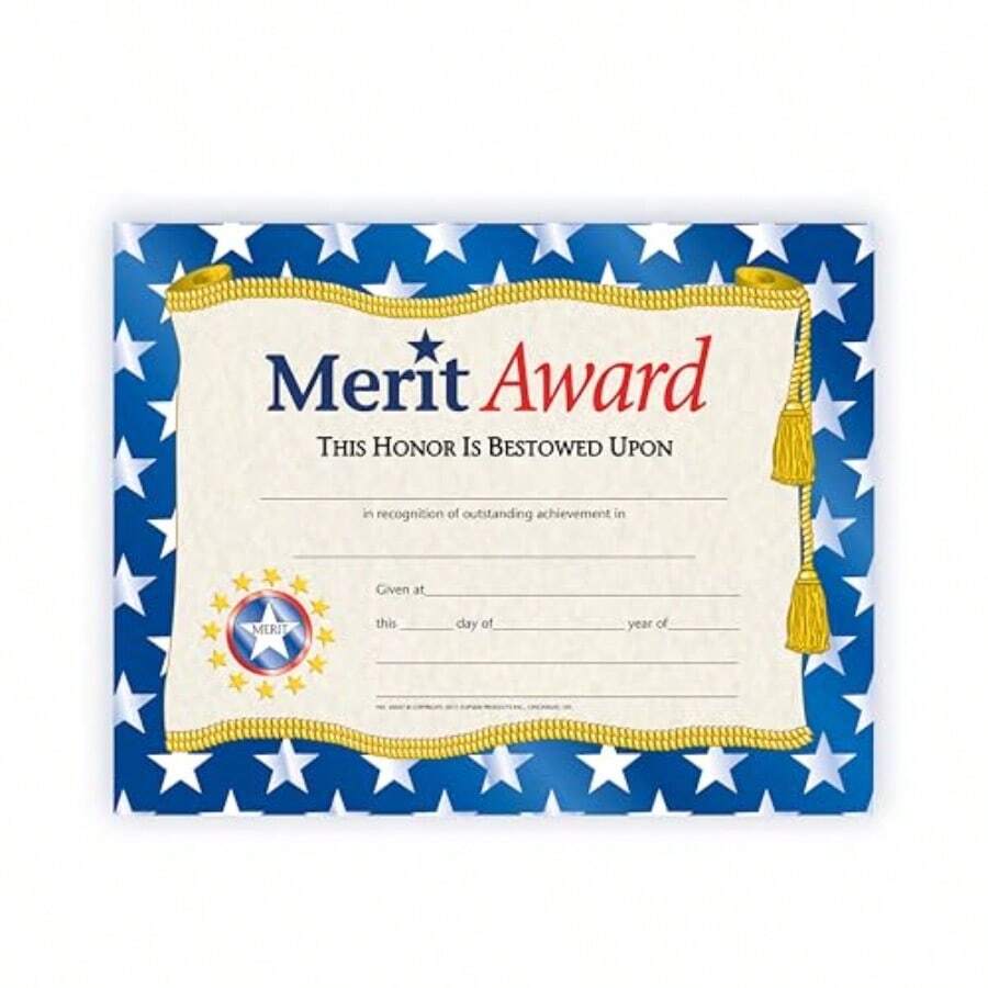 Merit Award Certificates, Achievement Recognition For Students, Employees And Teams, Customizable Awards, Full-Color Glossy Finish, 8.5" X 11" - 30 Pack - As Pic - View 1