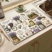 1pc Coffee Element Absorbent Drying Mat, Kitchen Decor Coffee Machine Mat, Beverage Mat, Bowl & Plate Mat, Handmade Coffee Pot Draining Mat, Kitchen Floor Mat, Coaster, Dining Table Mat, Kitchen Counter Bowl & Plate Drying Mat, Breakfast Mat, Heat-Resistant Anti-Slip Drying Mat, Diatomite Drying Mat, Hides Stains, Super Absorbent Kitchen Mat, Easy To Clean Dish Rack Mat, Suitable For Kitchen, Dining Table, Coffee Shop, Bar, Holiday, Party, Home Decor, Holiday Gift - Multicolor - View 10