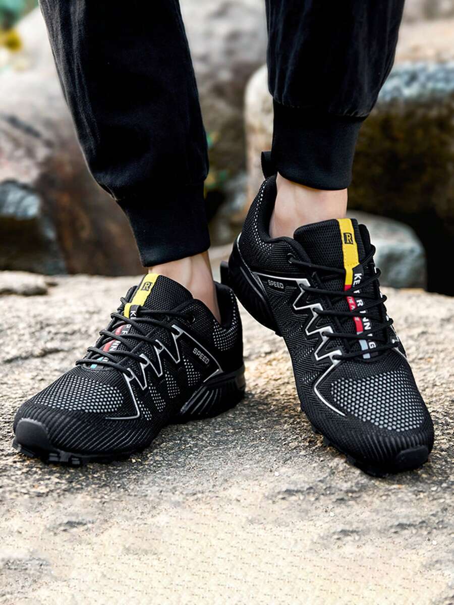 New Slip-On Hiking Shoes, Durable Outdoor Sports Sneakers - Black - View 1