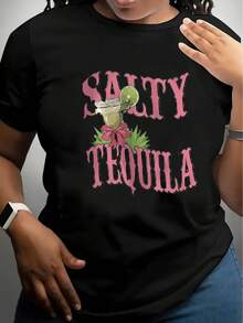 1 Women's Casual Short Sleeve T-Shirt, 100% Thick Cotton - Comfortable Round Neck, Soft And Cute Top, 180g 100% Cotton. - 黑色 - 查看 2