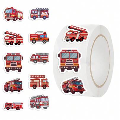 Cuộn 500 miếng dán xe cứu hỏa, nhãn dán graffiti, đồ chơi xe cứu hỏa, nhãn dán trang trí tiệc chủ đề xe cứu hỏa, nhãn dán độc đáo, nhãn dán thẩm mỹ, nhãn dán vinyl chống thấm nước, bộ nhãn dán thẩm mỹ cho laptop, nhãn dán ván trượt, nhãn dán bình nước, nhãn dán sổ tay.