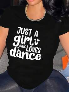 Women's Short-Sleeved Cotton T-Shirt, Loose Fit, With The Inscription "JUST A" - Casual Summer Blouse With Round Neck And Loose Fit, Machine Washable, Casual Clothing With Text Print. - 黑色 - 查看 7