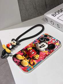 Disney Mickey Mouse Clubhouse Phone Case : 3D Fluffy Pattern Border Protector Phone Soft Phone Case With A Free Cute Mickey Bracelet Chain Lanyard, Mickey, Minnie, Goofy, Donald Duck, Daisy Duck, Pluto, For Apple 17 Promax 17 Pro 16 15 14 13 12 11 Pro Max XS Max X XR Soft Cover Summer Phone Case - 白色 - 查看 7