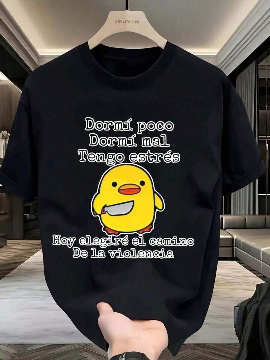 Camiseta de hombre con eslogan en español divertido - Perfecta para días estresantes, ropa casual, regalo para amigos - Verano, ligera, transpirable camiseta de manga corta - Tallas S M L XL XXL XXXL - Negro - Ver 1