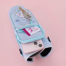 A Cute Cartoon Cup Sleeve, Compatible With 40oz Large-Capacity Water Cups. It Features Layered Side Pockets For Small Item Storage, Firm Hook-And-Loop Fastening, And Thickened Adjustable Shoulder Straps For Comfortable Crossbody Wear Without Shoulder Strain. Reinforced And Wear-Resistant At The Bottom, It Is Made Of Waterproof Material To Fully Protect The Cup, Perfect For Daily Outings. - Multicolor - View 6
