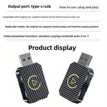 Bộ chuyển đổi CarPlay không dây | Với cổng USB-C, tương thích với Apple và Android, bộ chuyển đổi CarPlay không dây mini cắm là chạy với độ trễ thấp, thiết lập dễ dàng, chất lượng âm thanh được cải thiện, không cần pin, được nâng cấp năm 2025, kết nối nhanh và ổn định. - Q1M - Xem 10