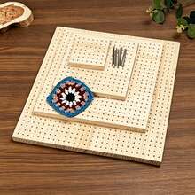 Metal Rod Crochet Boards Set, Including Crochet Board, Rhinestone Fixator, Crochet Board, Granny Square Crochet Board, Wooden Crochet Pad, Smooth Surface No Installation Required, Suitable For Beginners And Advanced Crafters, Perfect Gift For Handcraft Lovers | Decorative Handicraft Boards | Smooth Surface Weaving Tool Boards - Regular Model - View 1