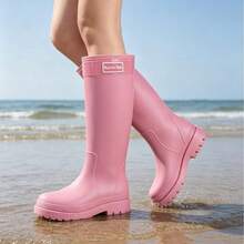 Botas de lluvia altas para mujer, rosa dulce, zapatos de lluvia altos impermeables y antideslizantes - rosa - Ver 4