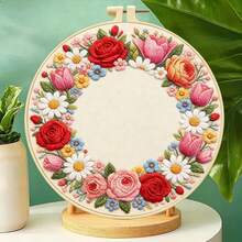 4 Sets Countryside Harvest, Floral Wreath, Fruit, Wind Chime Flower Embroidery Kits, DIY Handmade Craft Supplies For Beginners, Fresh Healing Home Decor - Multicolor - View 6