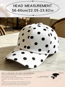 1pc Black & White Breathable Thin Baseball Cap, Unisex Outdoor Sun Protection Visor Hat, Suitable For Students And Couples As Gift, Spring/Summer,Beach,Vacation,Holiday,Travel - Black and White Polka Dots - View 10