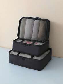 3pcs Travel Packing Cubes Set, Large Capacity Luggage Organizers, Portable Clothes Storage Bags, Multi-Functional Travel Essentials, Suitable For Clothing, Cosmetics, Underwear, Shoes, Jackets, Pants, Bedroom Decor, Autumn Decor, Minimalist Style - Multicolor - View 15