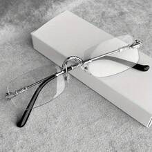 1 Pair Of Blue Transparent Lens Rimless Glasses, Unisex - Reduces Glare From Computer, TV, Phone, And Gaming Screens, Decorative Glasses, Y2K Style, Great Value, Fashionable Glasses, Y2K Design, Suitable For Game Rooms And Offices.Glasses - 銀色 - 查看 7