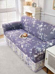 1pc Slip-Resistant Elastic Decorative Sofa Cover, Milk Silk Fabric Floral Print Skirt Design, Fit For Single/Double/Three/Four Seater Sofa, Pet-Friendly, Colorful, Suitable For Spring/Summer/Autumn/Winter - Multicolor - View 6