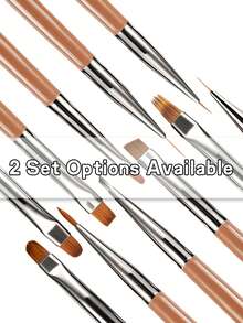 5PCS Nail Art Brush Kit, 2 Combo Options, For Liner/Gradient/Acrylic Nails, High-Quality Anti-Frizz Bristles - Multicolor - View 1