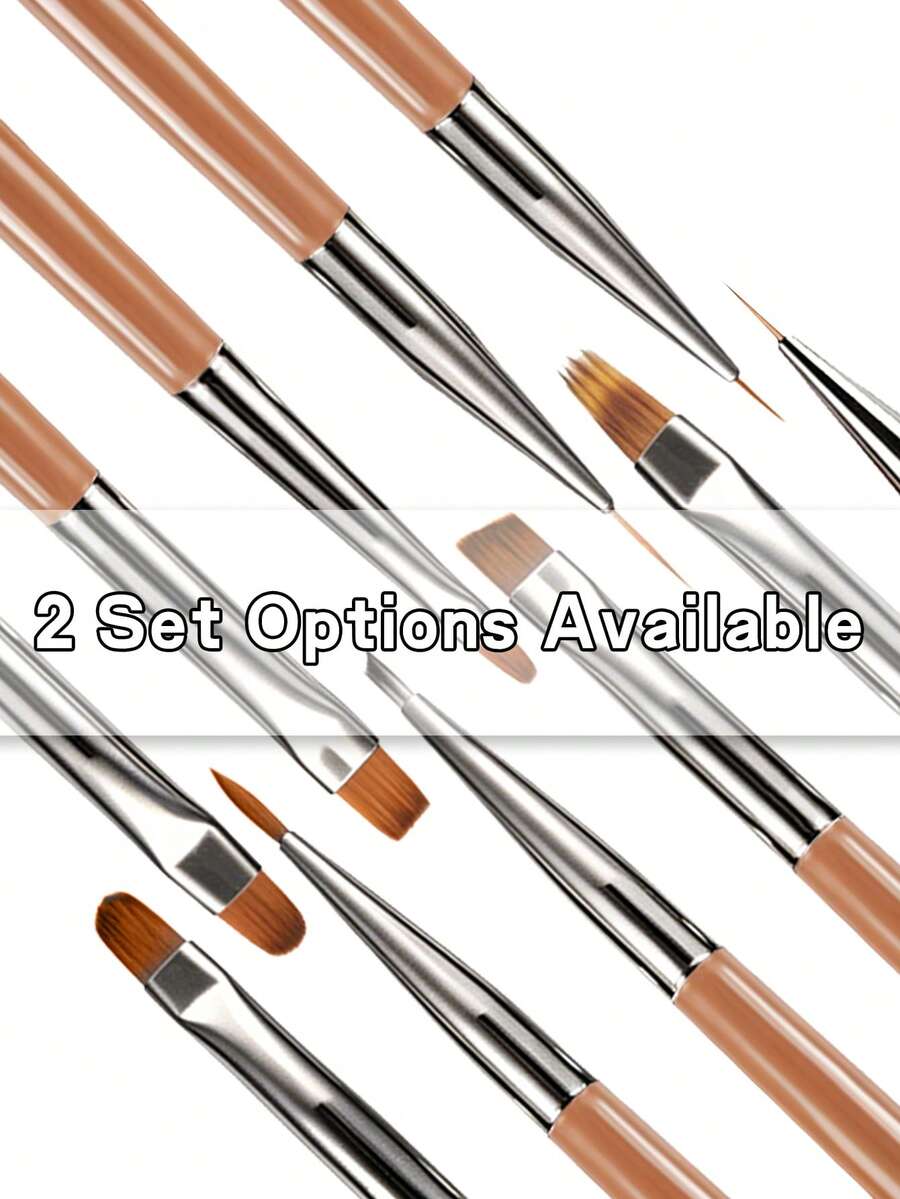 5PCS Nail Art Brush Kit, 2 Combo Options, For Liner/Gradient/Acrylic Nails, High-Quality Anti-Frizz Bristles - Multicolor - View 1