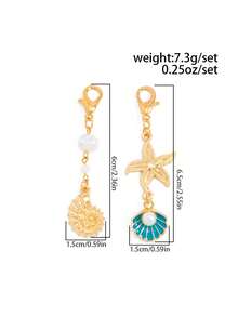 2pcs Creative Sexy Gold Starfish & Shell Pendant Body Chain, Minimalist Gold Body Jewelry, Suitable For Girls, Delicate Summer Beach Resort Accessory, Sexy Bikini Chain, Elegant Party Jewelry, Also Suitable As Gift For Friends. Suitable For Women. - Golden - View 6