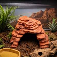 3D打印PLA逼真石质装饰，适用于爬行动物饲养箱，具有保湿、躲藏和攀爬功能，适合壁虎和蜥蜴，需要用胶水固定或埋入沙中以防止漂浮或移动。 - 紅棕色 - 查看 4