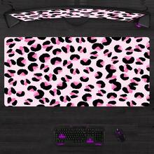 1pc Pink Leopard Print Large Gaming Mouse Pad With Stitched Edges, Extended Mousepad With Anti-Slip Rubber Base Desk Mat For Keyboard And Mouse Gaming Mouse Pad - XXL Cloth - Peak Tracking And Stability - Esports Mousepad - Never-Slip - Full Desk Coverage - PC Accessories, - Pink Leopard Print - View 13