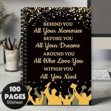 1pc Black & Gold Congratulations Graduation Spiral Notebook, Suitable As Learning Supplies, Diary, Daily Checklist And Planner, Perfect Graduation Gift For College, Middle Or High School Graduates - E - View 7