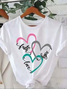 Camiseta de Talla Grande para Mujer, Estilo Casual y a la Moda - Camiseta con Estampado Divertido - Manga Corta, Cuello Redondo, Corte Holgado, Lavable a Máquina, Cómoda para Todas las Temporadas, Adecuada para Uso Casual |     Corte Holgado |     Impresiones Duraderas, Ideales Para Diversos Regalos Navideños, Enviadas Desde Almacén Local. Cómodo, Holgado - Blanco - Ver 1