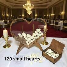 1 Set Libro de visitas con forma de corazón con caja de madera y 60/80/100 piezas de madera - Decoración rústica para bodas, adecuado para aniversarios, cumpleaños y ocasiones especiales, perfecto para recopilar mensajes sinceros - Multicolor - Ver 17