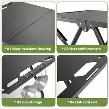 Lightweight Outdoor Folding Table, Integrated Storage Design, Easy To Carry For Travel, Thickened Iron Frame Stable And Non-Wobbling, Wear-Resistant And Pressure-Resistant, Not Easily Deformed, Rust-Resistant And Corrosion-Resistant, Durable, Suitable For Lawn Picnic, Backyard BBQ, Park, Self-Driving Tour, Leisure Table - Multicolor - View 9