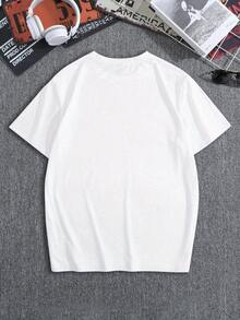 Camiseta de manga corta estampada de estilo casual y moderno para hombre, estilo mexicano con esqueleto, talla grande, para primavera y verano, cómoda, transpirable y que absorbe la humedad, TALLA GRANDE. - Blanco - Ver 2