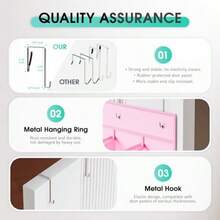 Over The Door Shoe Organizer For Closet Storage Breathable Mesh Black 35 Pockets With 4 Metal Hooks Large Capacity - 粉色 - 查看 6