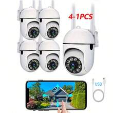 1/2/4pcs 1080P HD Smart Security Camera, Clear Night Vision, App Control, USB Powered, 355° Pan 110° Tilt, AI Motion Detection, Two-Way Audio, 2.4G WiFi, Wall-Mounted, Indoor Monitoring | Modern Security Camera | HD Camera, Home Indoor Monitoring Camera - White - View 2