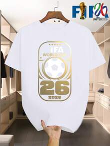 [FIFA Licensed]FIFA 2026 World Cup Logo Men's T-Shirt, World Cup Merchandise, Souvenirs, Casual Fashion Men's Clothing, - 白色 - 查看 1