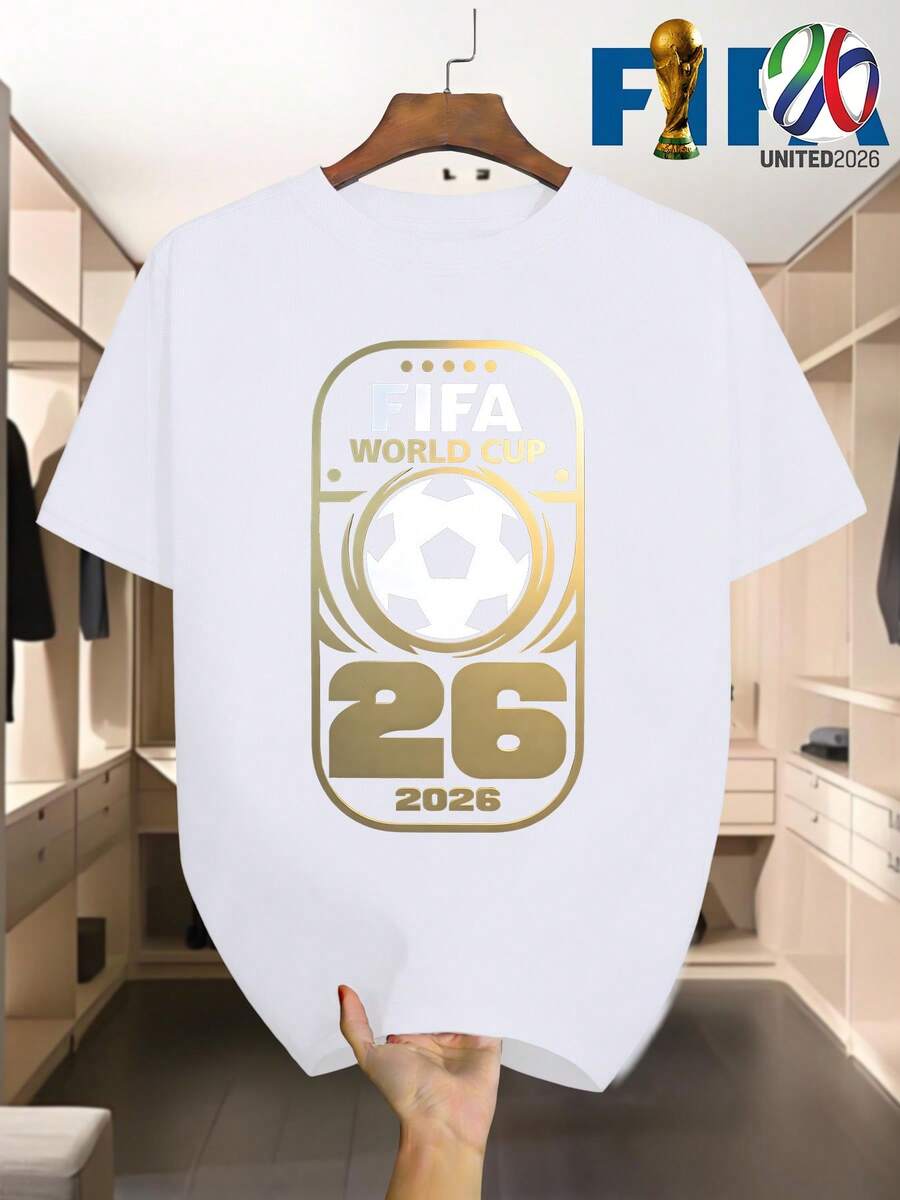 [FIFA Licensed]FIFA 2026 World Cup Logo Men's T-Shirt, World Cup Merchandise, Souvenirs, Casual Fashion Men's Clothing, - 白色 - 查看 1