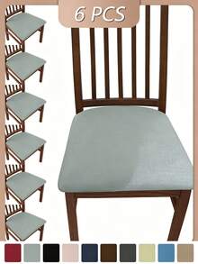 1 pieza/4 piezas/6 piezas Fundas elásticas y lavables para sillas de terciopelo en unicolor, sencilla pero elegante, suave y cómoda, resistente al polvo para el comedor/sala de estar - Multicolor - Ver 27