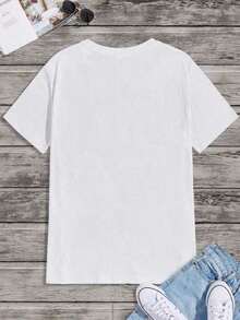Camiseta deportiva de mujer de primaveral con estampado de retrato de personaje de dibujos animados - Blanco puro - Ver 5