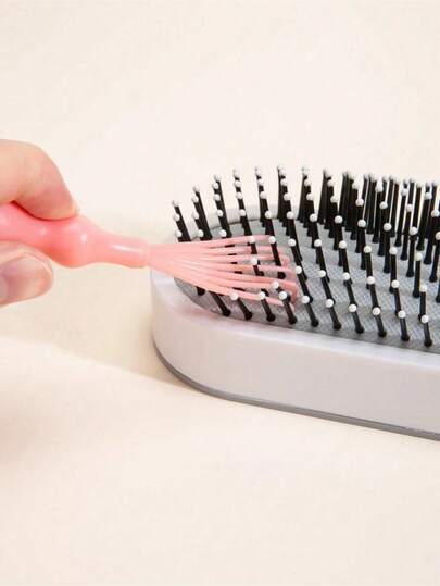 1pc Comb Cleaner, Brush Cleaner, Slouchy Person Essential, Suitable For Long Hair Ladies, Buffered Comb Control, Comb Cleaning Claw, Curling Comb Cleaning Hook, Air Cushion Comb Descaling Brush