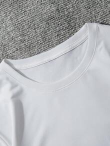 1-pack 180 g 100 % bomull Herr Sommarkollektion med grafiska t-shirts: Ny herr-t-shirt, svart, rund halsringning och korta ärmar, prydd med ordet "SACRED" tryckt på framsidan, utsmyckad - Vitt - Visa 5