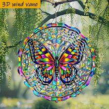 1 buah Lonceng Angin Kupu-kupu Gaya Kaca Lukis 3D dengan Kait Berputar 360° - Kincir Angin Besi Mosaik Warna-warni 10 Inci, Cocok untuk Dekorasi Dalam/Luar Ruangan, Taman, Pernikahan, Natal, dan Paskah - Tidak Membutuhkan Baterai/Listrik, Dekorasi Gantung DIY dengan Suara Merdu (Liontin Tidak Termasuk), Gaya Acak - A - View 4