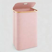 Free Shipping - 100L Aesthetic Hamper Laundry Basket, Pink Laundry Hamper With Lid Cover - Sturdy Tall Bamboo Laundry Basket Clothes Organizer - Aesthetic Bedroom Fabric Bin - Big Bathroom Dirty Clothes Hamper, Clothes Basket Laundry, Dirty Clothes Basket - 粉色 - 查看 1