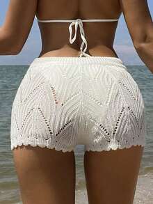 Swim Vcay Shorts cover up con abertura de cintura con cordón - Rosa - Ver 8