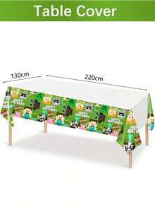 Minecraft 1 pièce Nappe Bloc d'herbe Pixel Battle Jeu électronique thème de fête, Jeu de bac à sable, Steve, Alex, Passif, Villageois Nappe de décoration d'anniversaire, Nappe de fête de vacances, Décoration de fête parfaite pour Halloween, Noël, Anniversaire - Multicolore - Voir 3