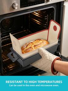 2Pcs Reusable Silicone Baking Mat With Long Handle, Non-Stick Heat Resistant Baking Liner For Bread Pan, Easy Clean Dishwasher Friendly Kitchen Baking Tool - View 5