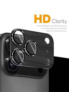 1pc Metal Aluminum Alloy Tempered Glass Camera Lens Protector Compatible With IPhone 17 Pro/Pro Max 17Air 17- Ultra HD, Scratch-Resistant, Anti-Fingerprint, Easy To Install, Full Coverage, Durable Protection, Camera Lens Protector, Stylish Metal Surface - Black - View 1
