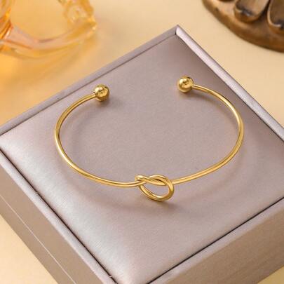 2026 Pulsera minimalista con nudo en forma de corazón, estilo europeo y americano, brazalete abierto de bricolaje para mujeres