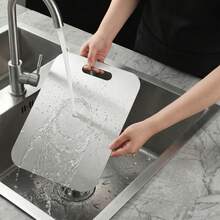 Talenan Stainless Steel Premium - Desain Dua Sisi, Talenan Tahan Lama untuk Penggunaan Komersial dan Rumah Tangga - Mudah Dibersihkan dengan Pegangan - Bahan Stainless Steel Tahan Lama, Cocok untuk Daging, Sayuran, dan Buah-buahan - Aman untuk Mesin Pencuci Piring - MultiWarna - View 3