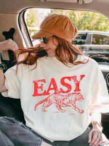 1 camiseta vintage con estampado de tigre. |   Camiseta de tigre de inspiración retro |   Camiseta con Estampado Gráfico Estilo Vintage de los 70 |   Conjunto casual de 180g 100% algodón, los diseños son todos estampados. Unisexo. - Blanco - Ver 4