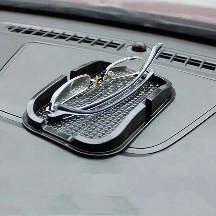 1pc Black Car Phone Holder Anti-Slip Pad, Dashboard Dedicated Heat-Resistant Storage Mat, Strong Anti-Slip Stable No Slipping, Place Phone And Small Items, Practical Car Interior Decorative Accessory. - 1pc Phone Holder Anti-slip Mat - View 1